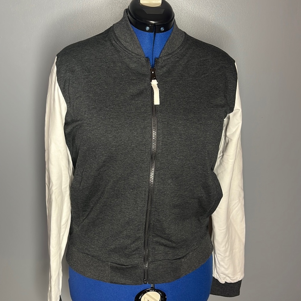 Vivilish LA long sleeve zip up grey and white